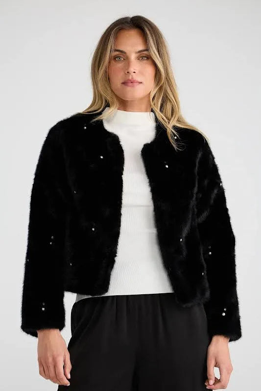 Selina Faux Fur Jacket | Black