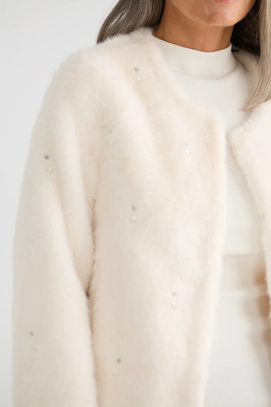 Selina Faux Fur Jacket | White
