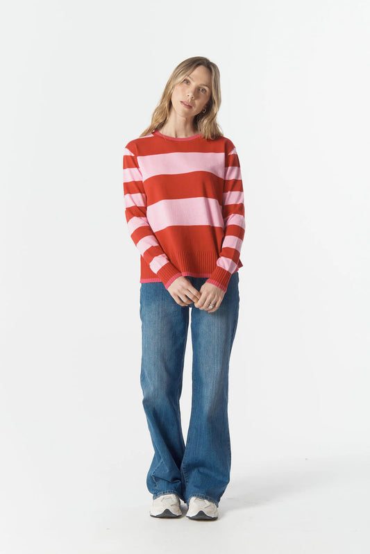 Cloth+Paper+Scissors - Sierra Stripe Knit Top | Red/Pink