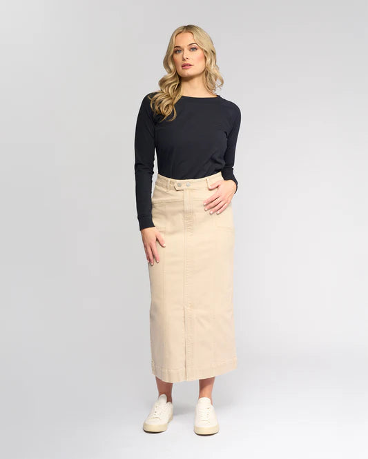 Vassalli - Rook Denim Skirt | Oat Denim