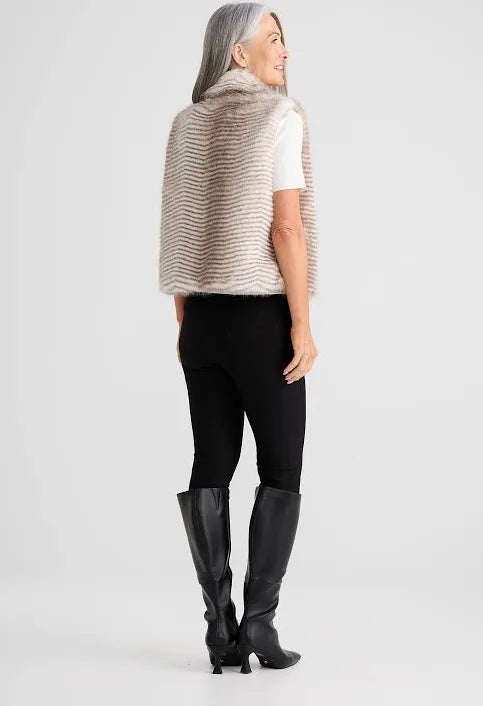 Zee Fur Vest | Grey Stripe