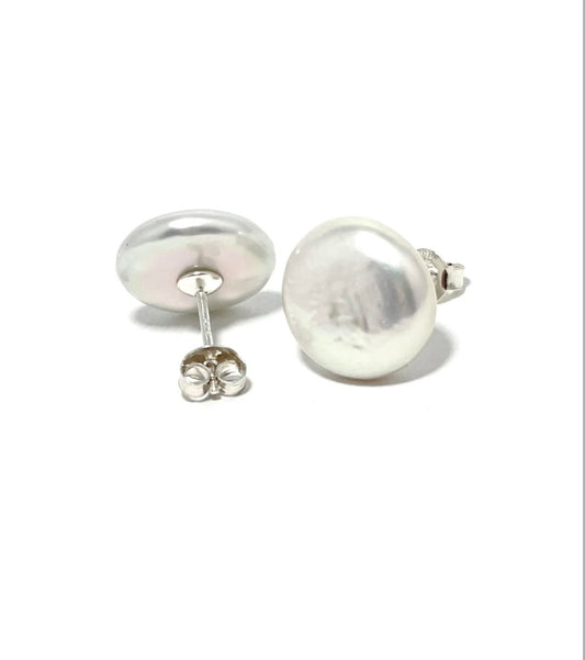 Jewellery - earrings - Coin Pearl Stud Sterling silver