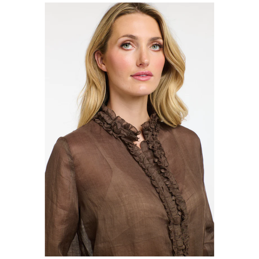 Vanessa Frill Shirt | Chocolate