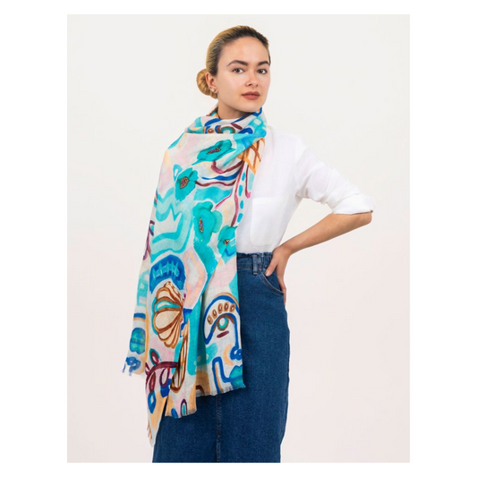 DLux - Doodle Printed Scarf | 100% Linen