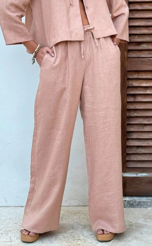 ByPias - Mallorca Linen Pant | Powder