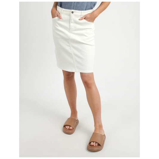 Elm Lifestyle- Belle Denim Skirt | Vintage White