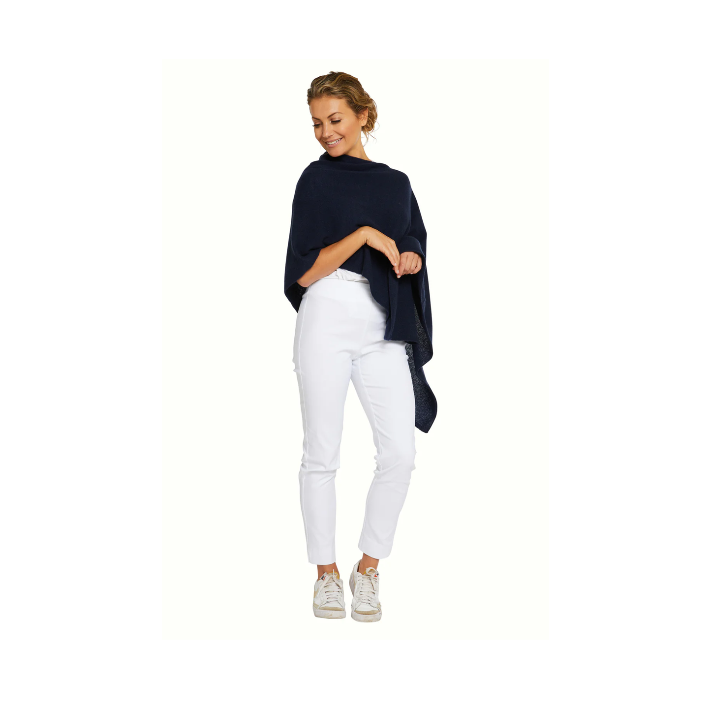 Classic Travel Poncho - Navy | 100% Cashmere
