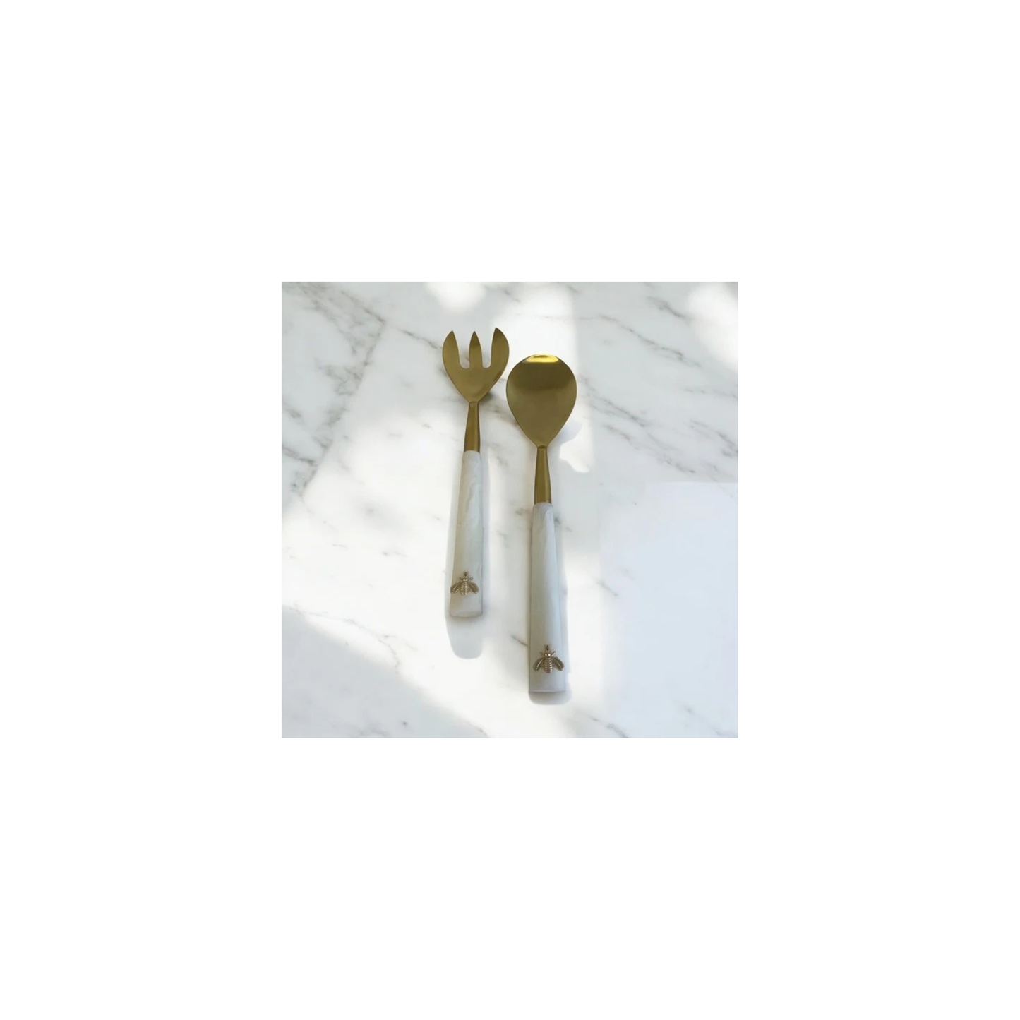 White Haven Bee Salad Servers | Gold