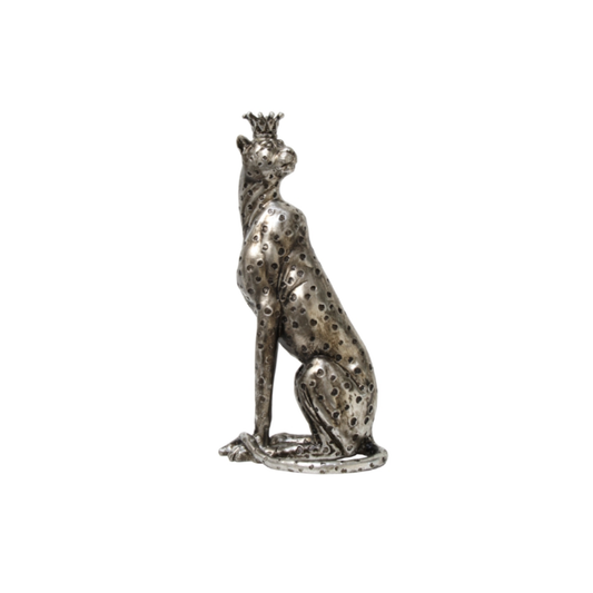Giftware - Leopard Sitting with Crown | Silver | PICK-UP INSTORE ONLY