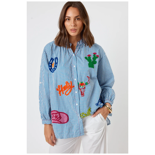 Howdy Shirt | Navy Stripe