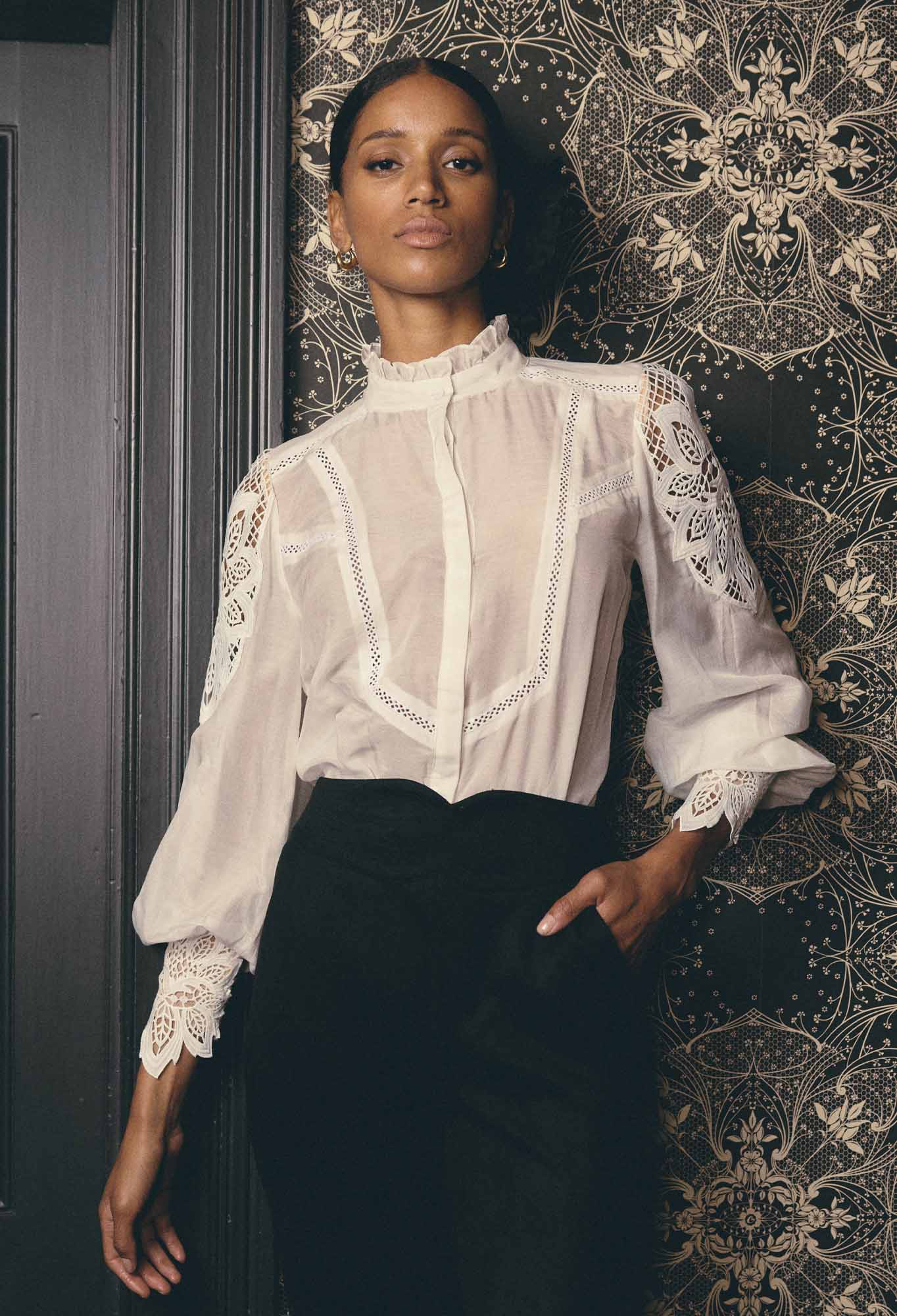 Once Was - Sevilla Cotton Silk Shirt | Custom Lace Detail