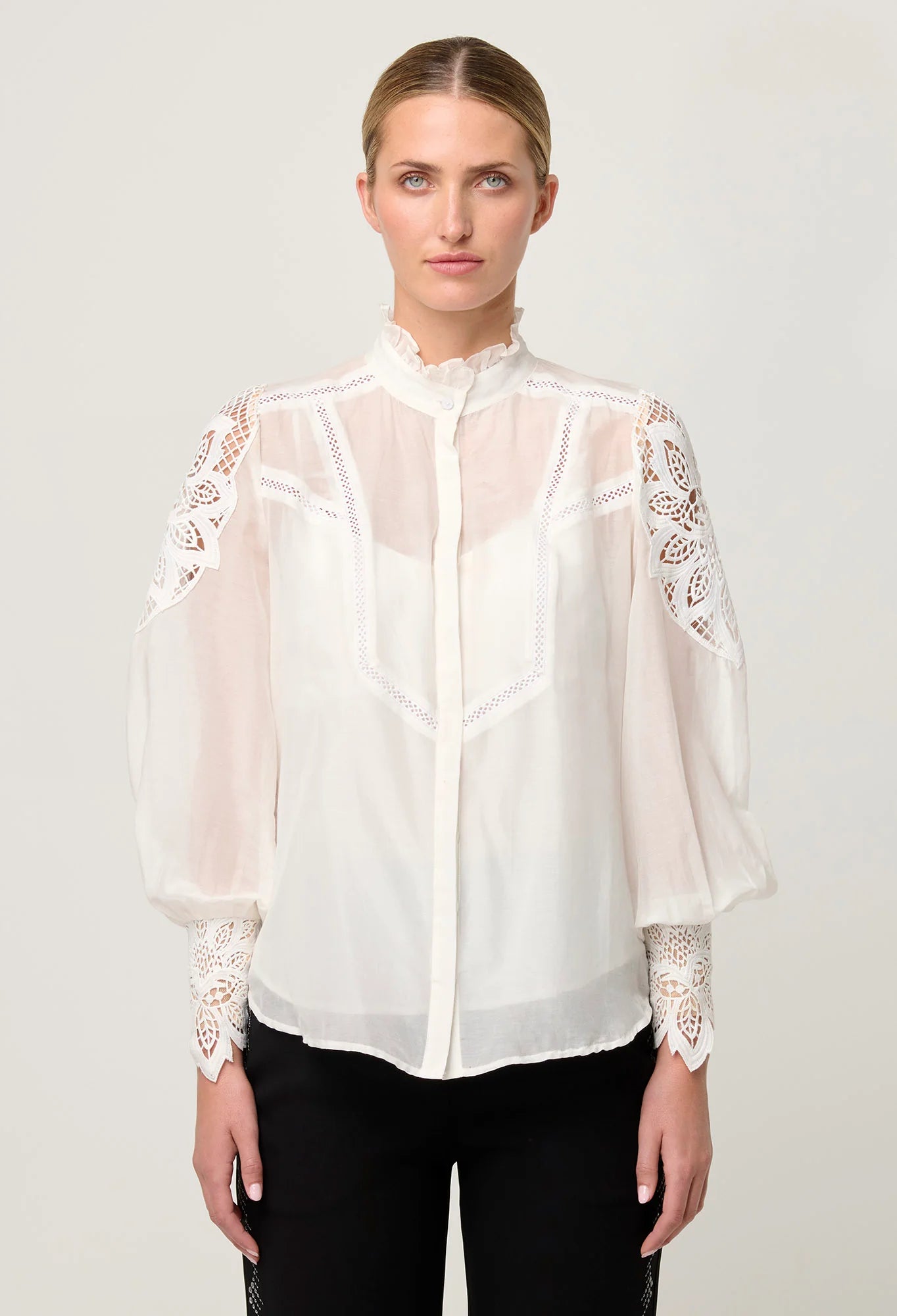Once Was - Sevilla Cotton Silk Shirt | Custom Lace Detail