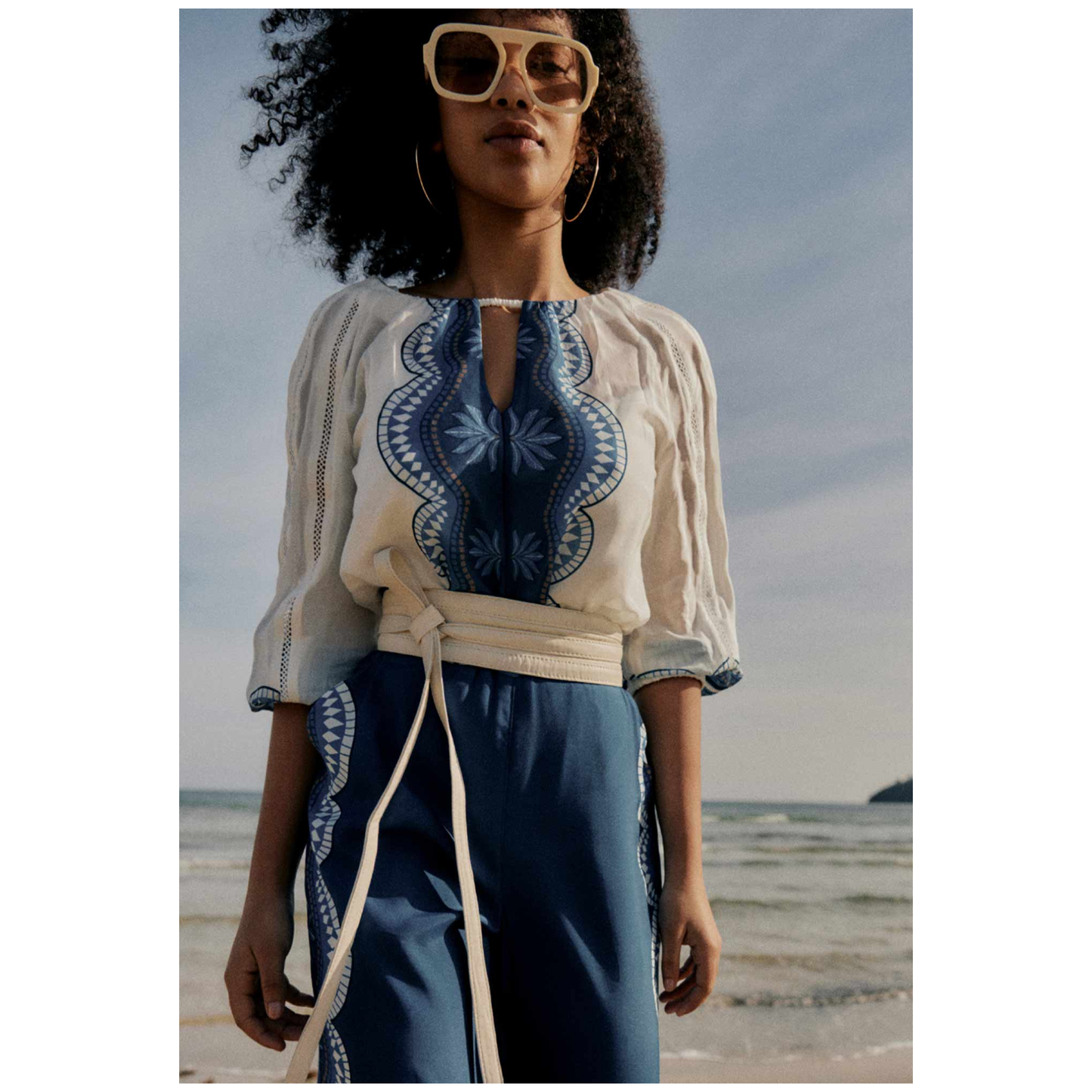 Once Was - Sakina Cotton Silk Blouse | Ivory Jade