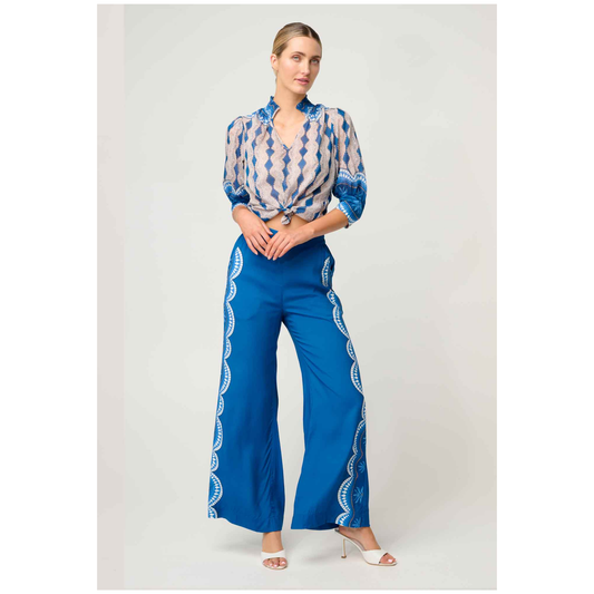 Once Was - Lilia Viscose Faille Pant | Topaz