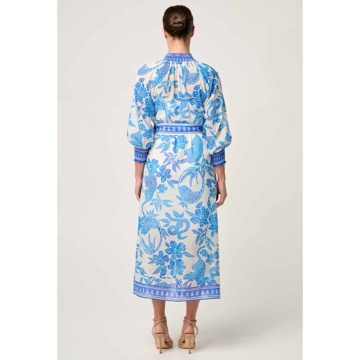 Once Was - Carmen Silk Cotton Maxi Dress | Azure Mosaic