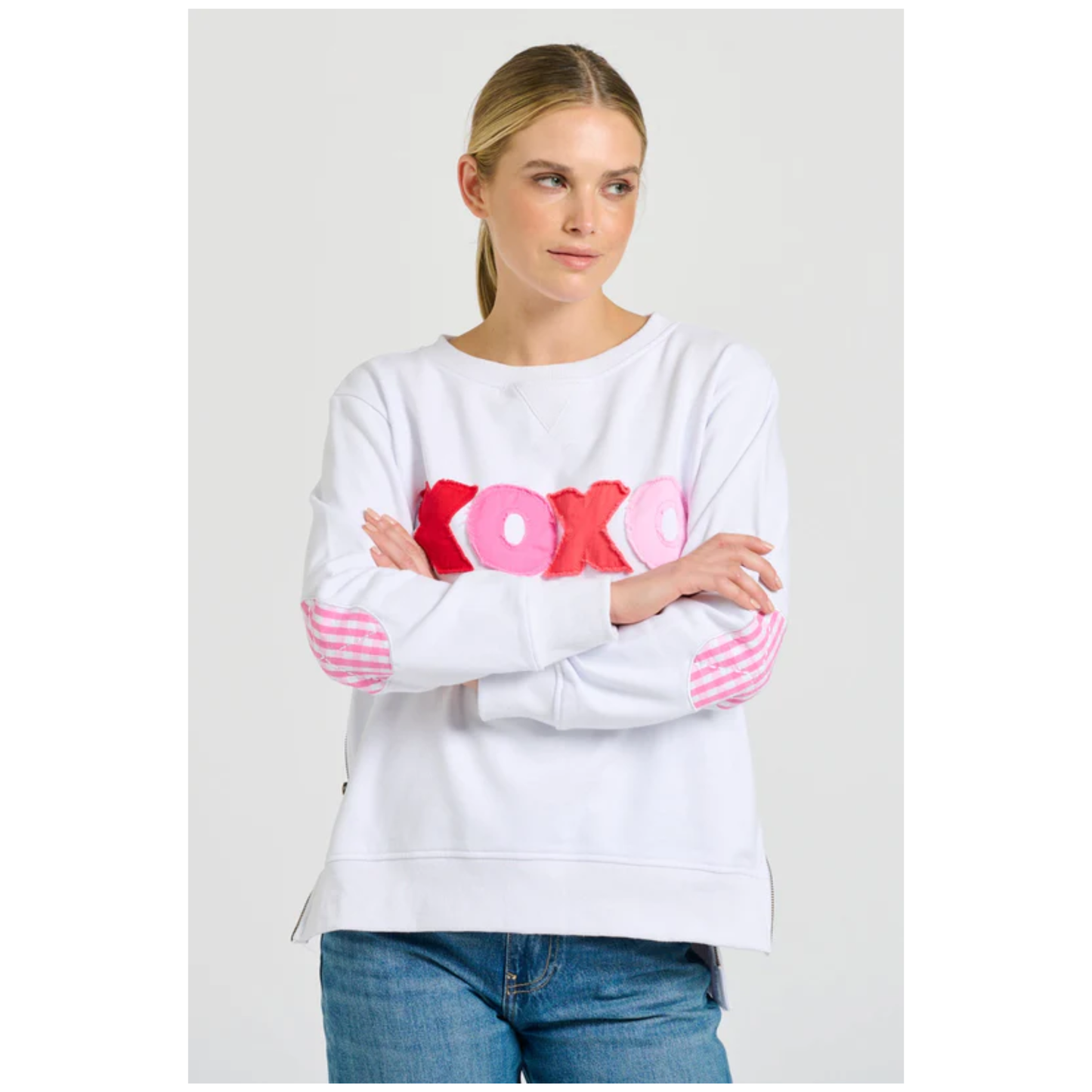 Shirty - Classic Zipside XOXO Sweatshirt | White Combo