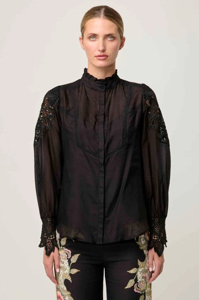 Once Was - Sevilla Cotton Silk Shirt | Custom Lace Detail
