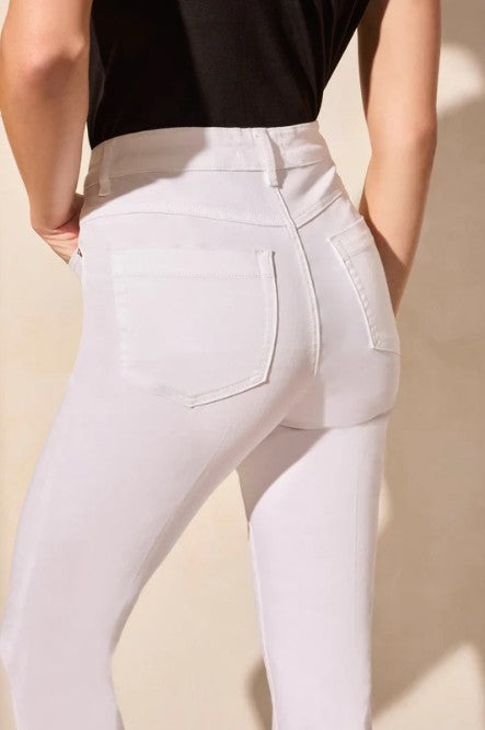 Tribal - Katy Pull-On Crop Straight Jeans | White