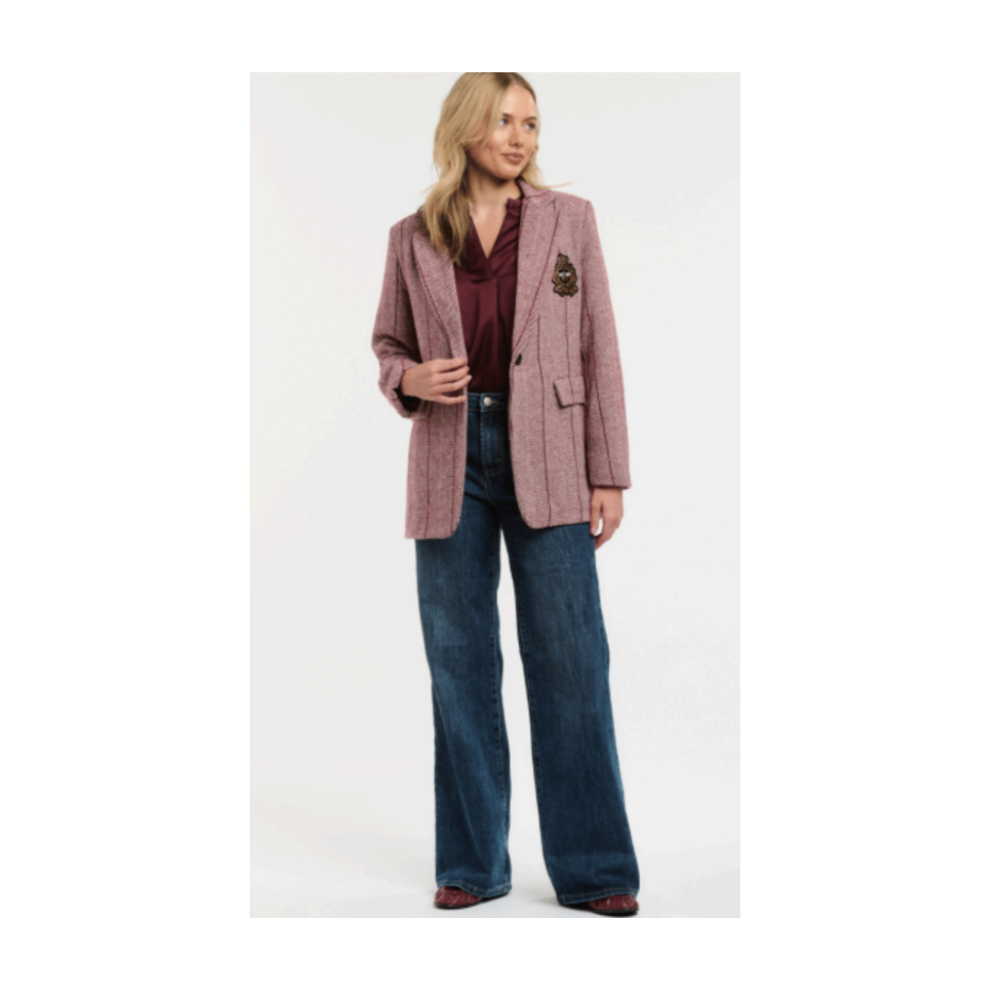 Urban Luxury - Judith Herringbone Blazer | Burgundy