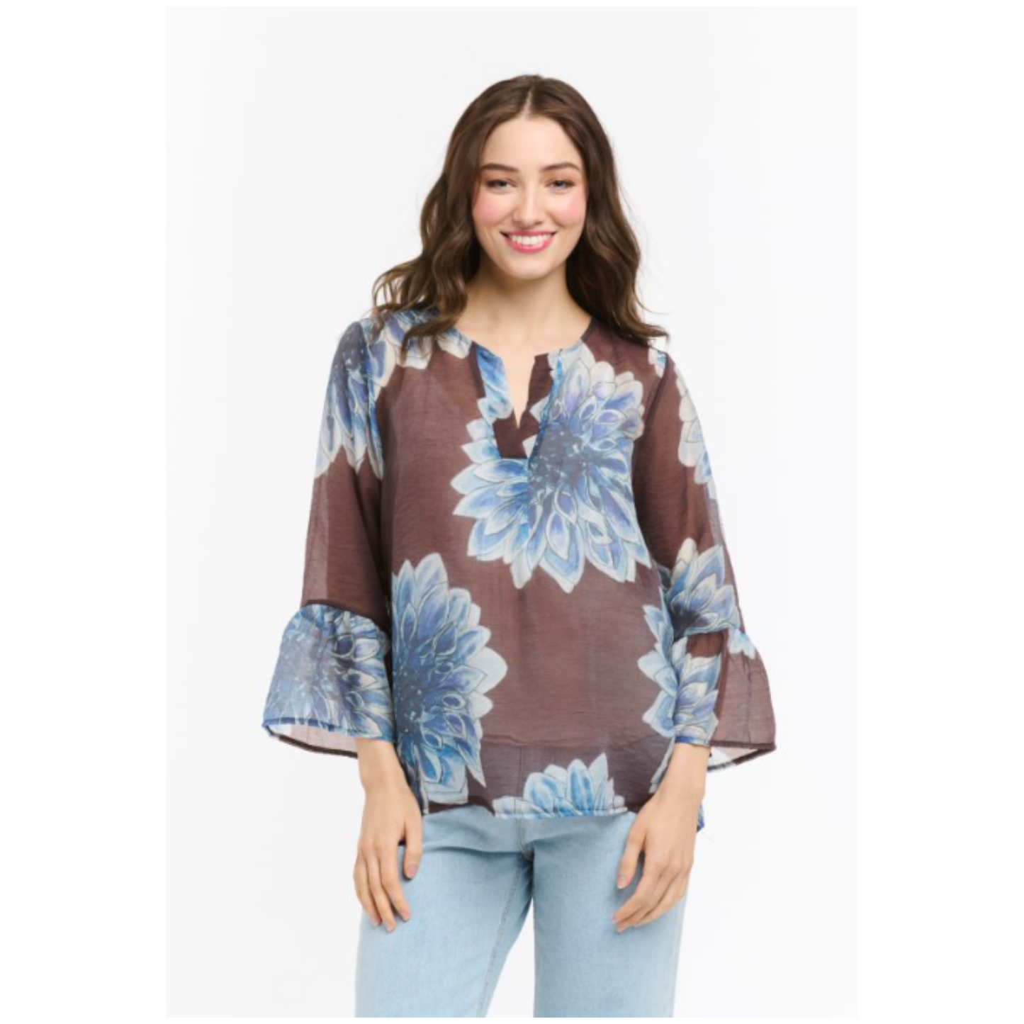 Urban Luxury - Lou Flower Top | Choco/Blue