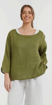 Urban Luxury - Pisa 3/4 Sleeve Linen Top