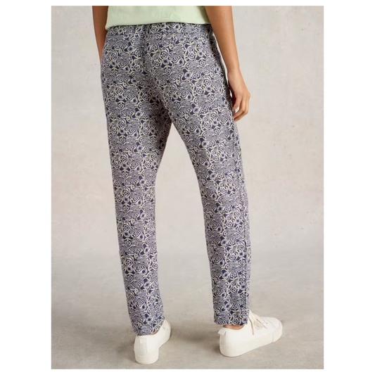 White Stuff - Rowena Linen Pants | Navy Print