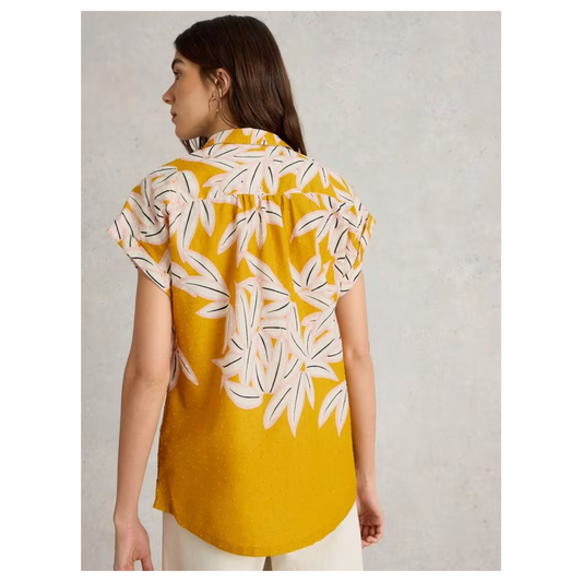 White Stuff - Ellie Organic Cotton Shirt | Chartreuse Print