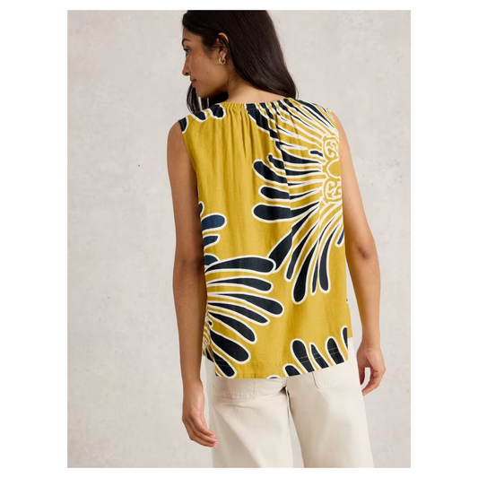 White Stuff - Marley Linen Top | Yellow Print