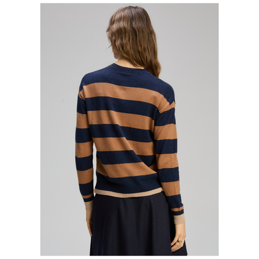 Zaket & Plover - Uplifting Striped Sweater | Dark Denim | Cotton/Cashmere ZP8133