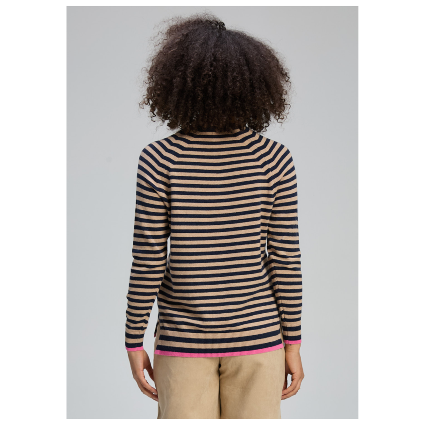Zaket & Plover - Zest Striped Sweater | Dark Denim | Cotton/Cashmere ZP8142