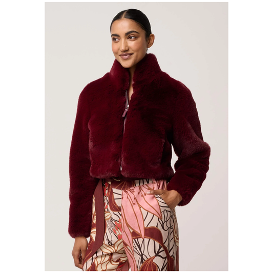 Once Was - Dawn Faux Fur Jacket | Bordeaux