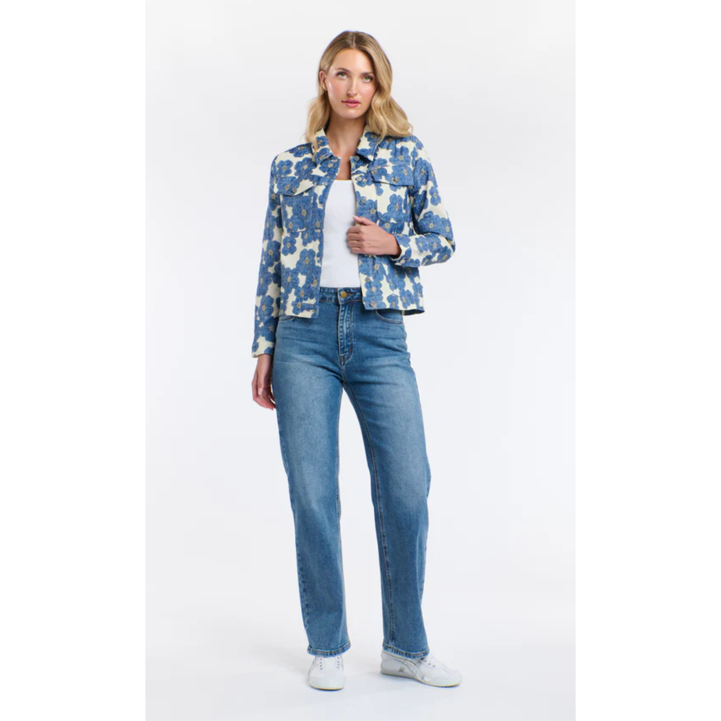 Denim Daisy Jacket | Cream/Denim