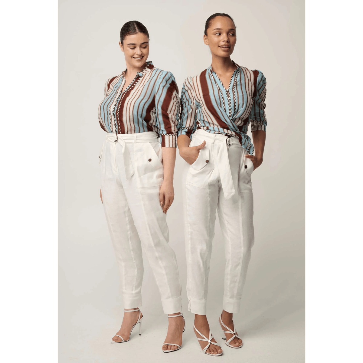 Calantha Contrast Trim Shirt | Iridescent Stripe - OnceWas