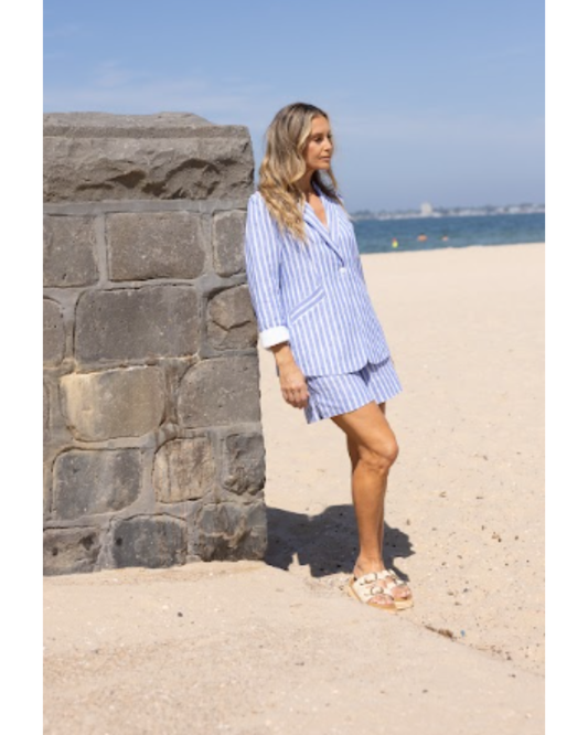 Amelia Stripe Blazer | Cornflower Blue