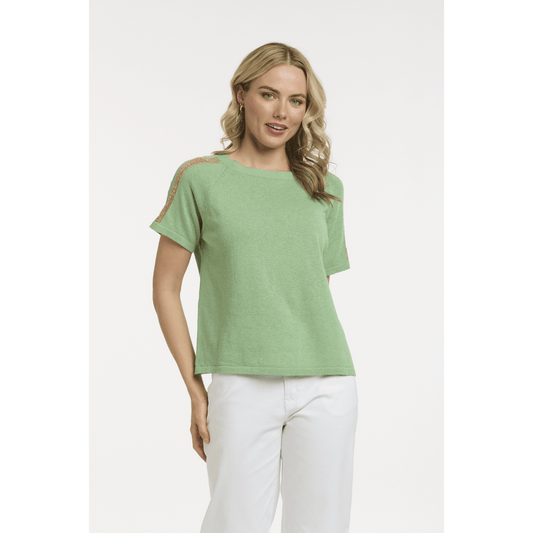 Francis Knit Top | Green/Gold