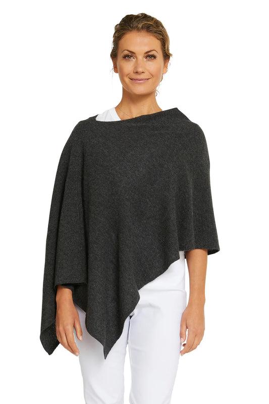 Classic Travel Poncho - Charcoal | 100% Cashmere