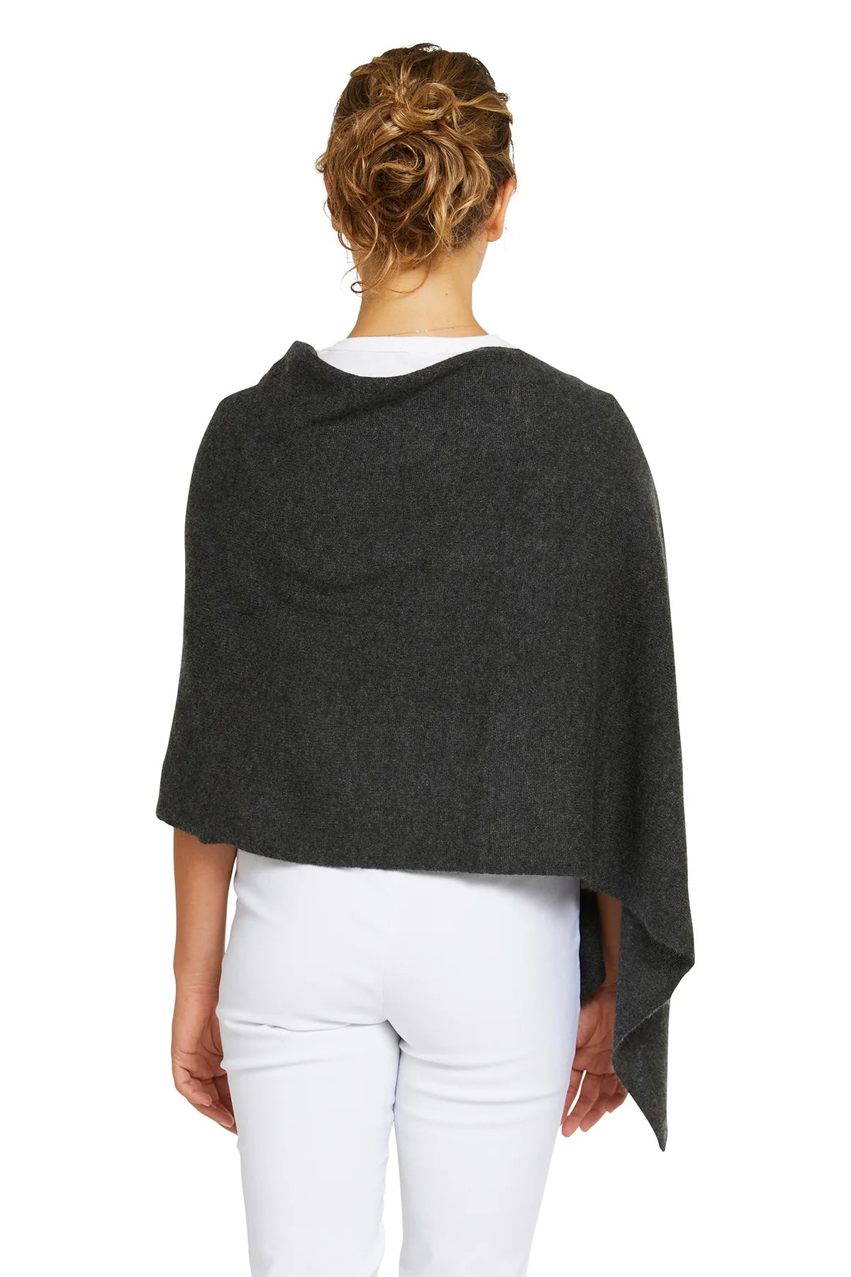 Classic Travel Poncho - Charcoal | 100% Cashmere