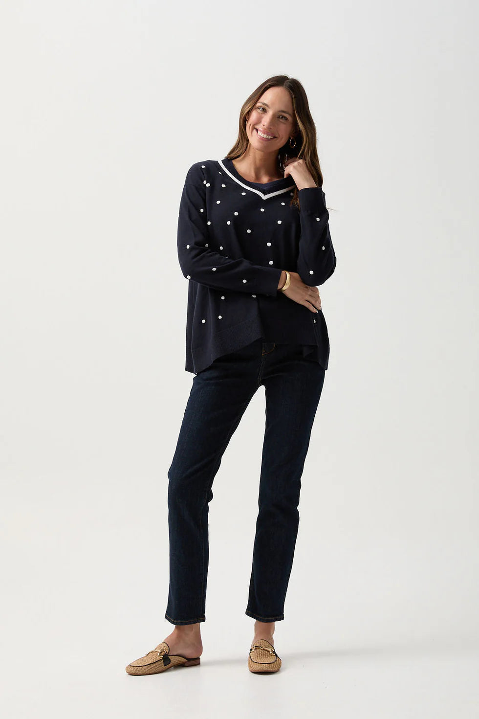 Goondiwindi Cotton - Sapphire V-Neck Swing Sweater