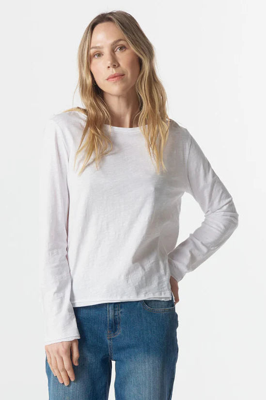 Cloth+Paper+Scissors - Split Long Sleeve Tee | White