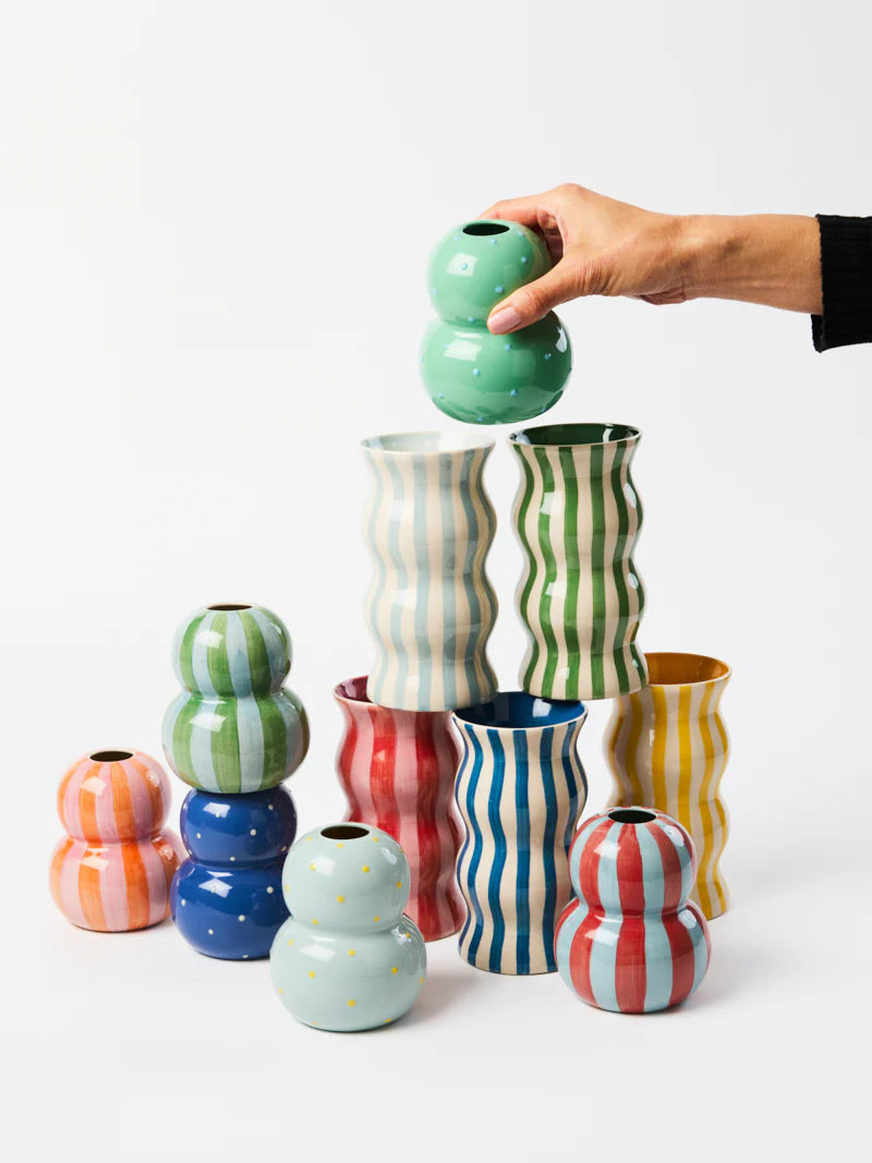 Palma Red & Pink Stripe Vase | PICK-UP INSTORE ONLY
