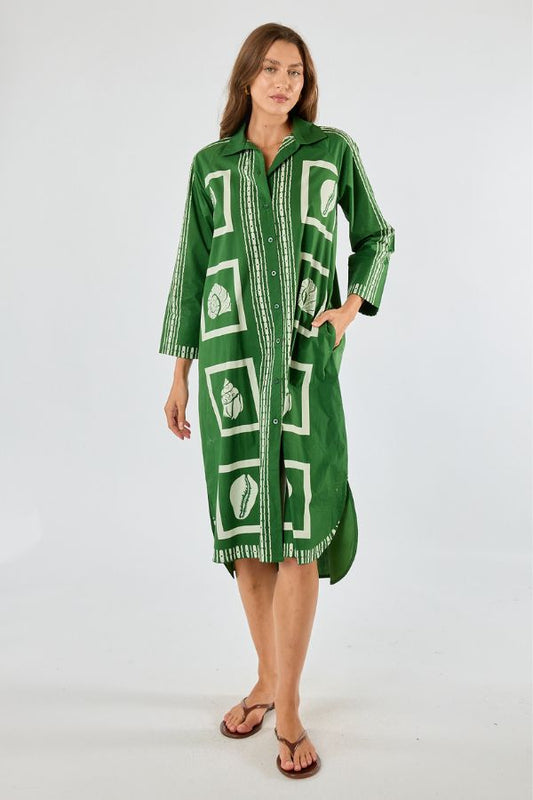 Seashell Shirtdress | Green | Itami