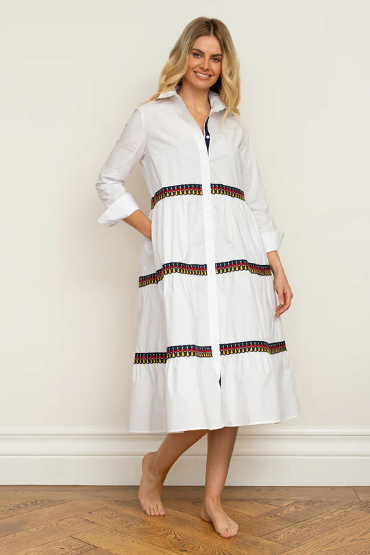 Marlo People Trim Dress | White | Shirty