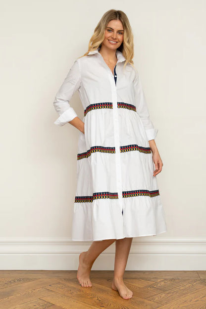 Marlo People Trim Dress | White | Shirty