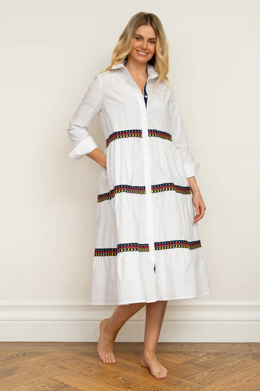 Marlo People Trim Dress | White | Shirty