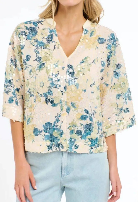 365 Days - Geisha Sequin Top | Floral Pink