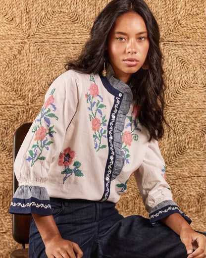 Lara Frill Shirt | Cream
