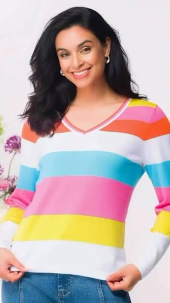 Twain Knit Top | Multi Stripe