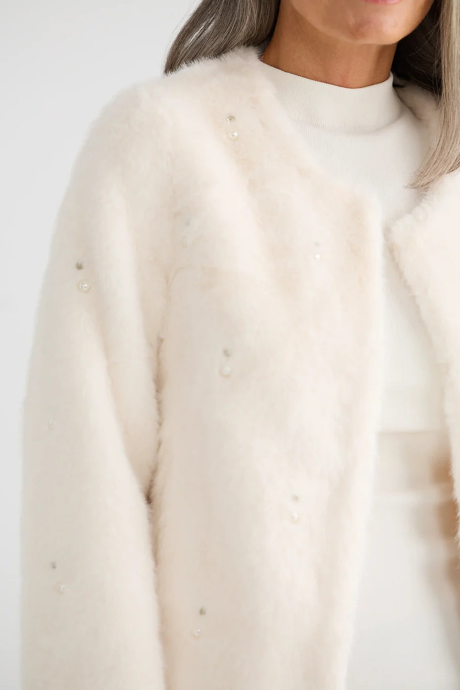 Selina Faux Fur Jacket | White