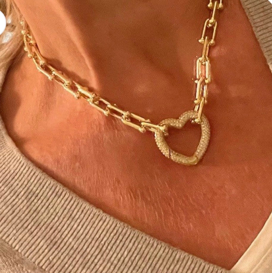 Kierra Necklace | Heart Lock with Crystals