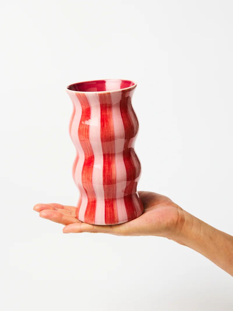 Palma Red & Pink Stripe Vase | PICK-UP INSTORE ONLY
